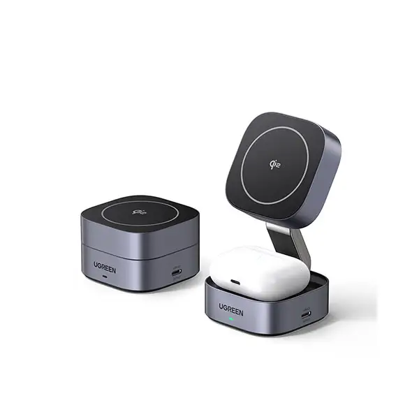 Ugreen-W702-15W-2-in-1-Magnetic-Wireless-Charger-4 Ugreen W702 15W 2-in-1 Magnetic Wireless Charger - Image 1